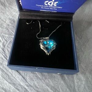 Swarovski Heart Necklace with Blue Crystal